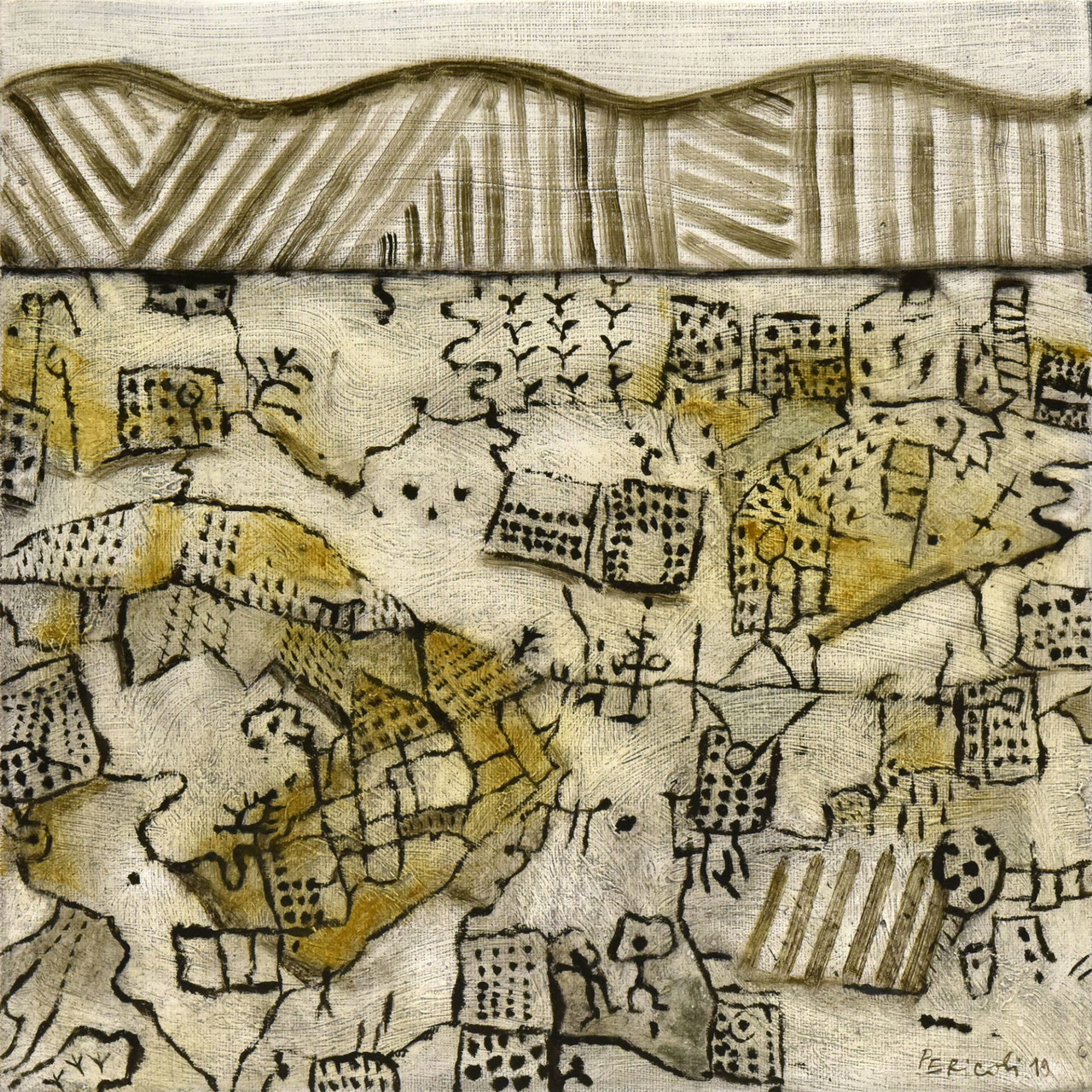 Tullio Pericoli, Frammento 14, 2019, olio su tela, cm 30x30